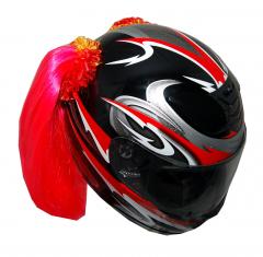 Pink Motorcycle Helmet Pigtail